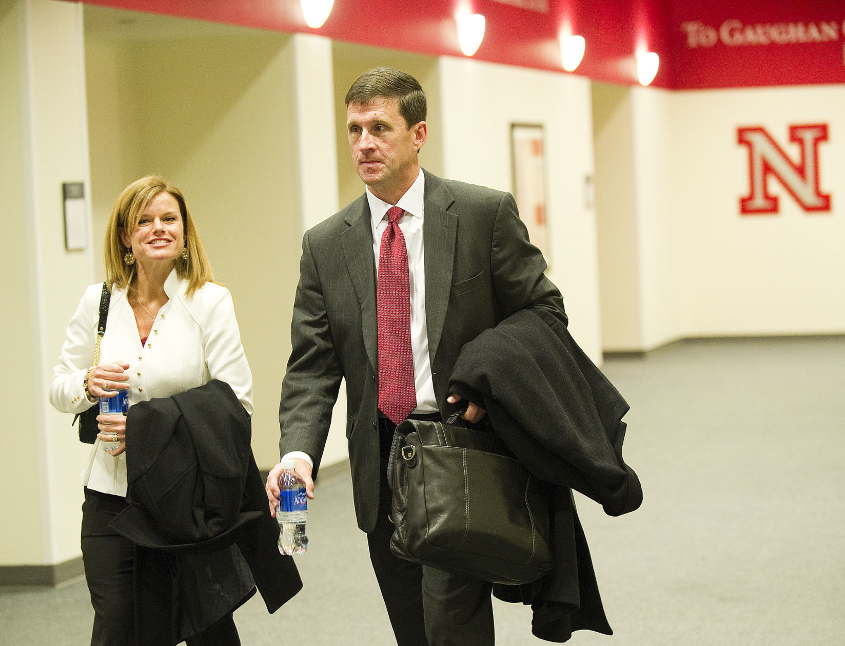 Hank Bounds walks with wife Susie